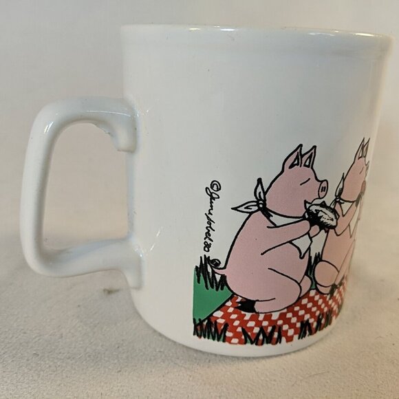 Kiln Craft England Pignic Vintage Coffee Tea Mug Pig Picnic White Ceramic Funny - Picture 4 of 9